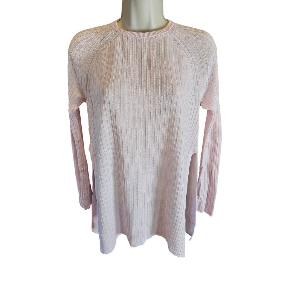 Eileen fisher Italian yarn pink ribbed oversized sweater side slit PS PETITE S